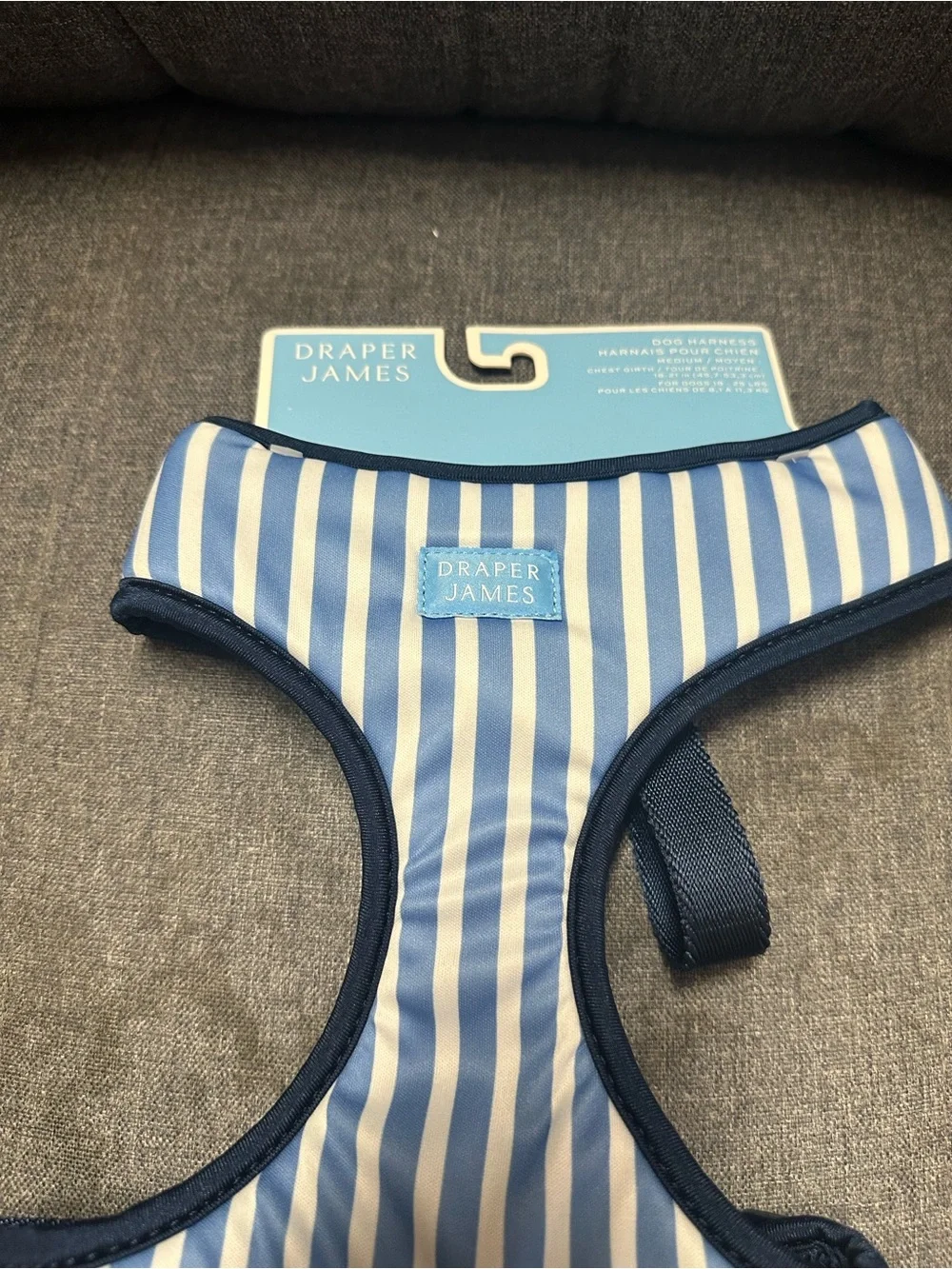 Draper James Blue & White Striped Dog Harness
